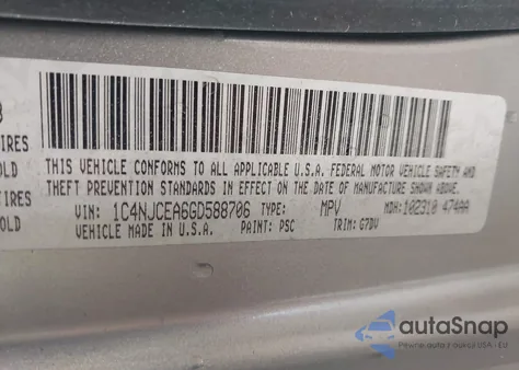 2016 Jeep Compass Latitude из США, поврежденный, VIN 1C4NJCEA6GD588706